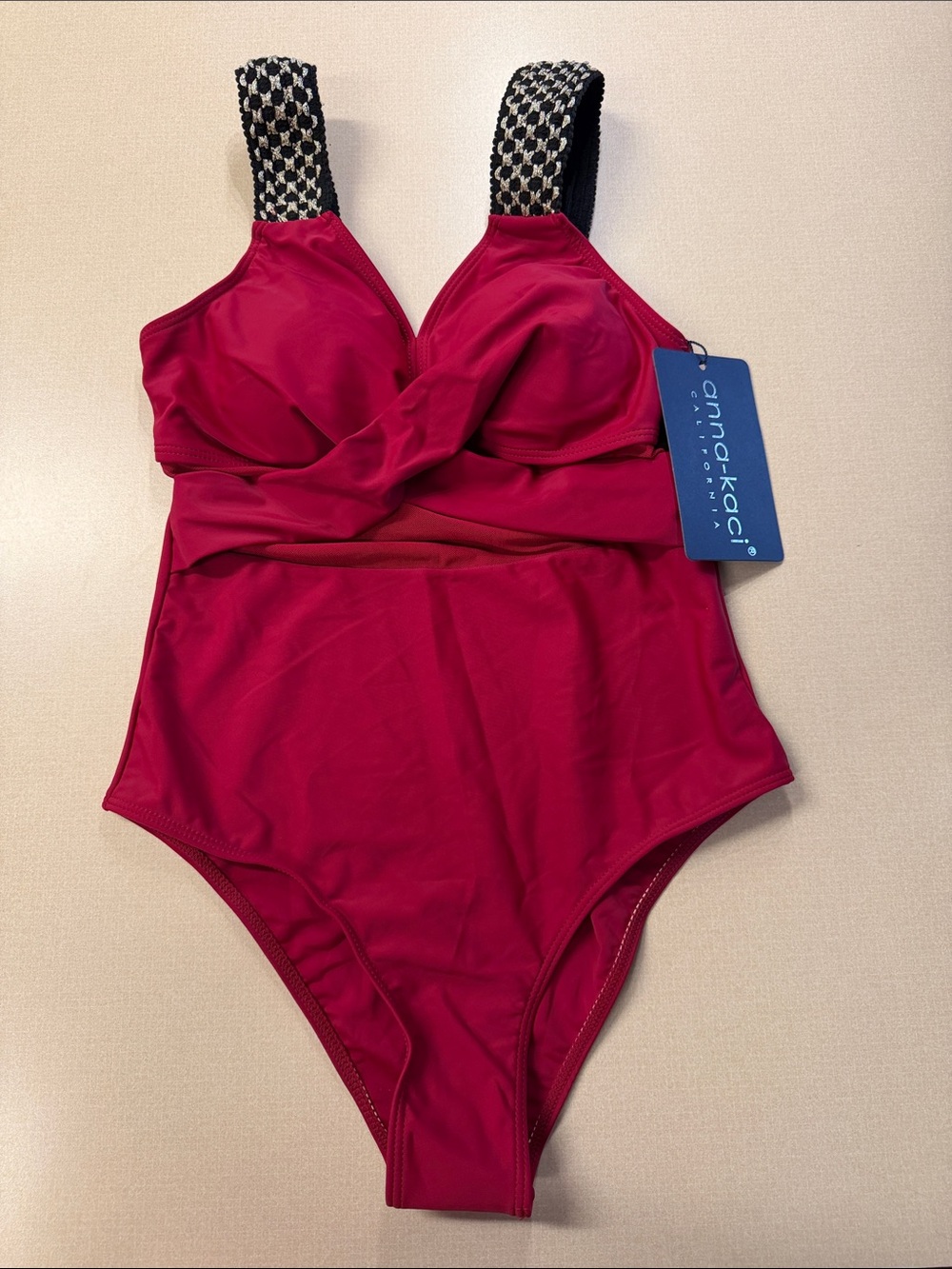 NWT Anna-Kaci Twist-Front One-Piece Swimsuit in Deep Raspberry Size S